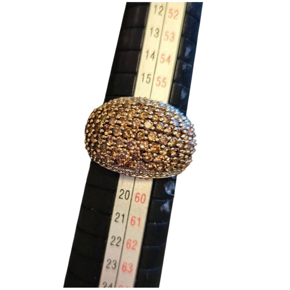 14K Yellow Gold Champagne Diamond Cocktail Ring Pave Set Dome Statement Jewelry - Picture 2 of 9